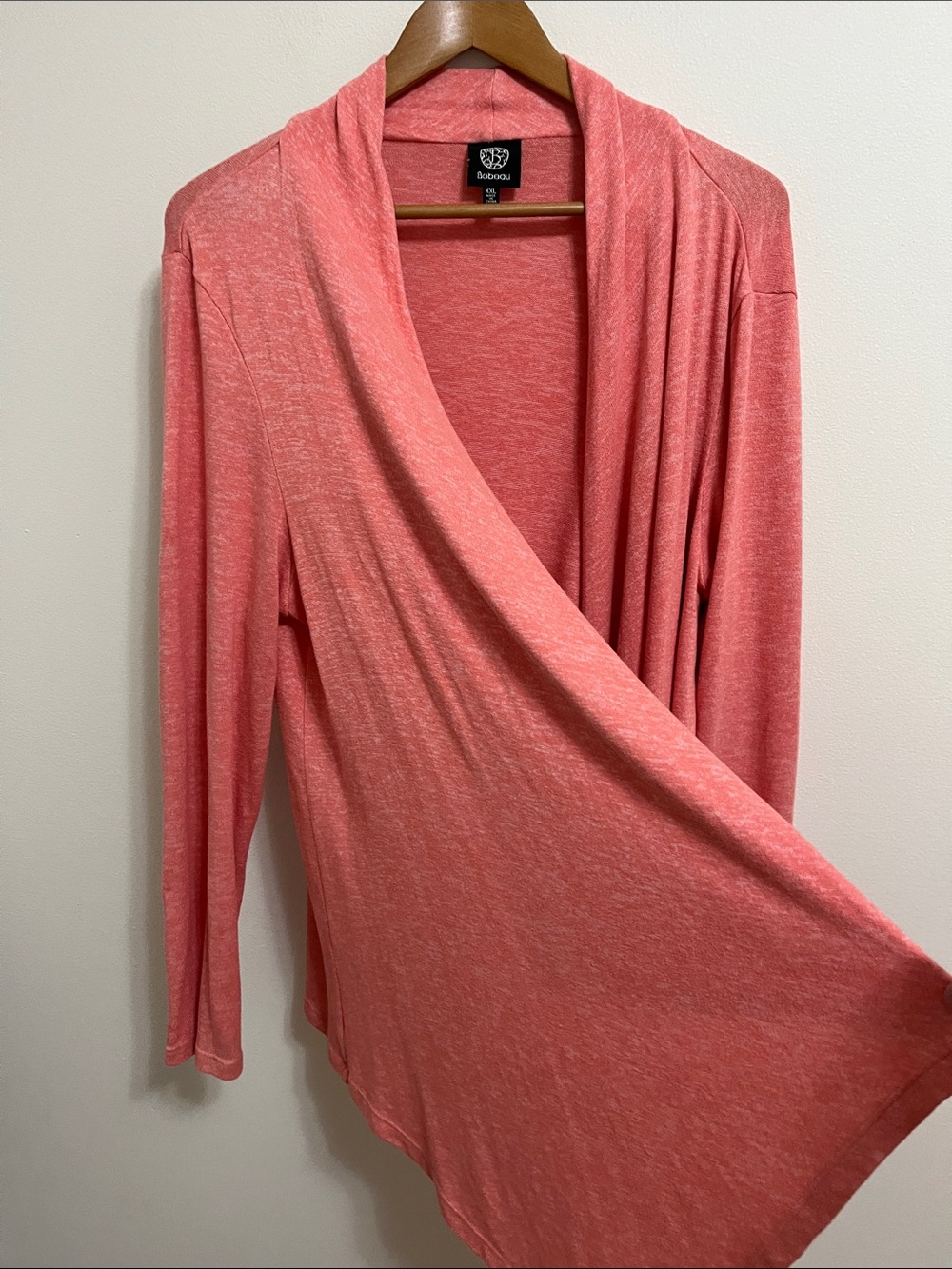 Bobeau Solid Lightweight Langenlook Cardigan Open Front Asymmetrical Flowy XXL - Picture 3 of 9
